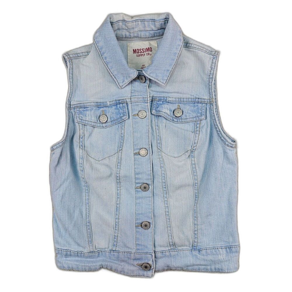 Mossimo Denim Vest Womens S Light Wash Stretch Y2K Western Jean Jacket